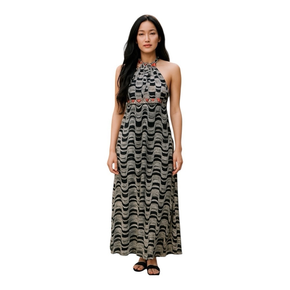 Nicole Miller Halter Neck Maxi Dress